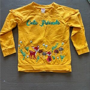 Yellow Kids Shirt with Forest Animals Design